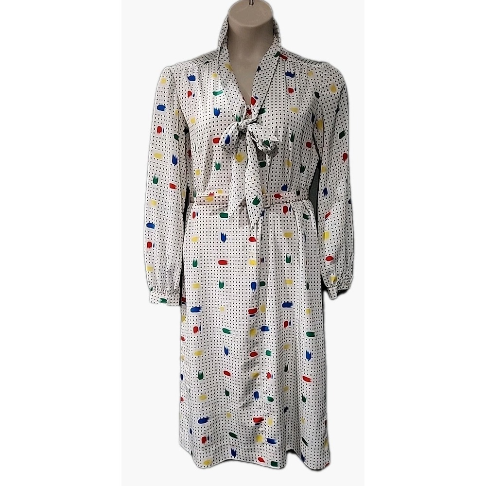 R & K Original Womens Shirt Dress Belted Multicolor Size 14 Classic Workwear